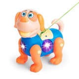 Jucarie interactiva plimbare catel cu lumini, 17 cm x 18 cm, albastru