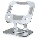 Suport laptop rotativ LUVLU&reg;, otel carbon, 4-14 inch, rotire 360&deg;, inclinare 180&deg;, ergonomic, robust si portabil, stand tableta, Gri