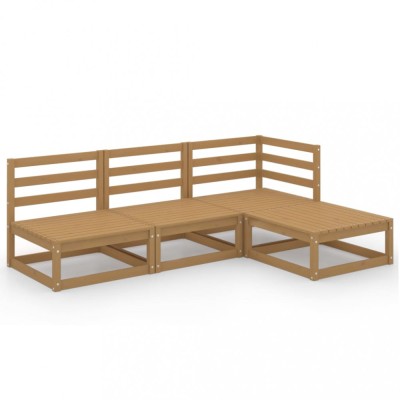 Set mobilier de gradina, 4 piese, maro miere, lemn masiv de pin foto