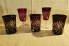 CINCI PAHARE DIN CRISTAL ROSU RUBINIU +3 DE APA+2 DE VIN-ROMANIA ANII 70-80