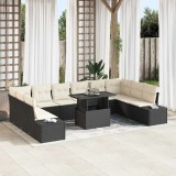 Set de canapele pentru grădină 11 pcs Negru Rattan poli