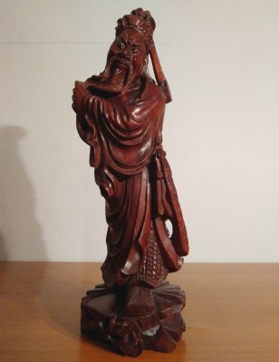 Statueta asiatica Feng Shui, protectie afaceri|Guan Yu sculptat| veche foto