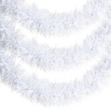 Ghirlandă Crăciun, Tinsel, Beteală Albă, 3m x 8cm, Plastic, Oem