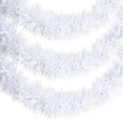 Ghirlandă Crăciun, Tinsel, Beteală Albă, 3m x 8cm, Plastic foto