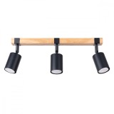 Lustră De Tavan Fager Lemn Negru/Natural Oțel/Lemn Natural 3 Becuri Tub Scandinav De Interior