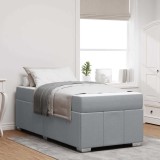 vidaXL Cadru de pat cu saltea Gri deschis 90 x 200 cm țesătură 3398258