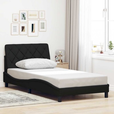 vidaXL Cadru de pat fără saltea, negru, 100x200 cm, textil 3310582 foto