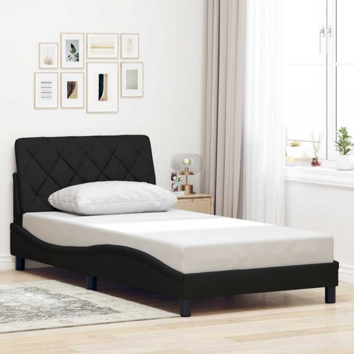 vidaXL Cadru de pat fără saltea, negru, 100x200 cm, textil 3310582