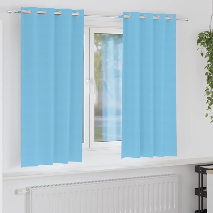 Perdele 2 pcs Albastru deschis 175 x 140 cm Poliester