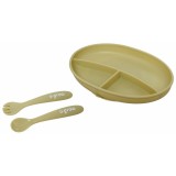 Set farfurie si lingurita silicon, olive