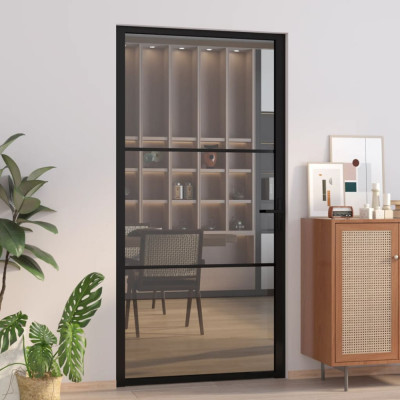 vidaXL Ușă de interior, 102,5x201,5 cm, Negru, sticlă ESG și aluminiu 350563 foto