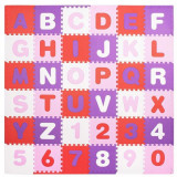 Cumpara ieftin Covor spuma ptr copii, EVA roz cu mov, model alfabet si numere, 172x172x1cm, Springos