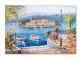 Cumpara ieftin Tablou impasto living pictat manual, Lacul Como, Colt de rai, 100x70cm ulei pe panza, Valentin Pop