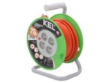 Prelungitor Bobinat cu 4 Prize PVC Portocaliu 25m, KEL