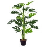 Outsunny Plante artificiale model Monstera cu 21 de frunze &icirc;n ghiveci de ciment, interior sau exterior, dim. &Oslash;16 x 100H cm | Aosom Romania