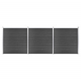VidaXL Set de panouri de gard, negru, 526 x 186 cm, WPC