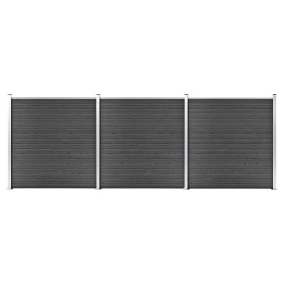 Set de panouri de gard, negru, 526 x 186 cm, WPC foto