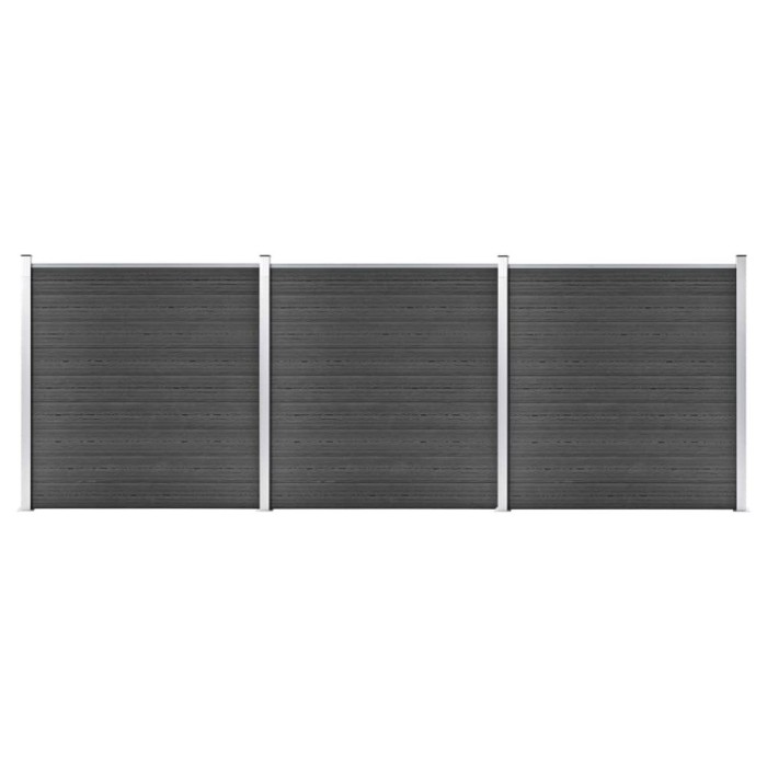 Set de panouri de gard, negru, 526 x 186 cm, WPC