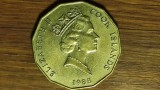 Insulele Cook - moneda exotica rara - 5 dolari / dollars 1988 - Elisabeta II - dodecagonala, superba ! Greu de gasit ! ⌀ 31.5mm