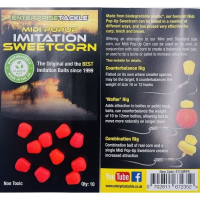 Porumb Artificial Flotant Enterprise Tackle Midi Pop-up Sweetcorn, Fluoro Red, 10 buc/plic foto