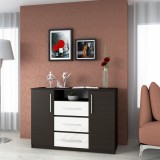 Comoda Maya, 120x45x86 cm, Wenge Acril Alb, MP