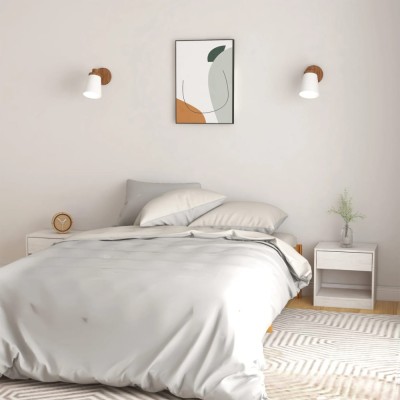 Gossi noptiere, 2 buc., alb, 40x31x40 cm, lemn masiv de pin foto
