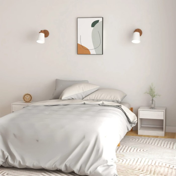Gossi noptiere, 2 buc., alb, 40x31x40 cm, lemn masiv de pin