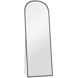 HOMCOM Oglindă de Podea și Perete Modernă din Aliaj de Aluminiu cu Suport Pliabil, 50x170 cm, Neagră | Aosom Romania