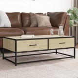 Cumpara ieftin Măsuță cafea stejar sonoma 100x50x35 cm lemn prelucrat și metal