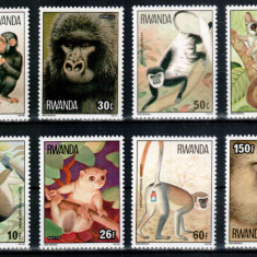 Ruanda Rwanda 1978, Mi #922-929 A**, fauna, maimute, MNH, cota 11 €!