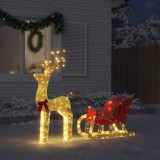 VidaXL Decoratune de Crăciun Ren și Sanie 100 LED-uri Alb Cald