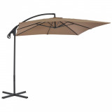 Umbrelă suspendată cu st&acirc;lp din oțel, gri taupe, 250 x 250 cm, vidaXL