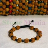 Bratara rudraksha 8mm si onix negru fatetat 4mm, Stonemania Bijou