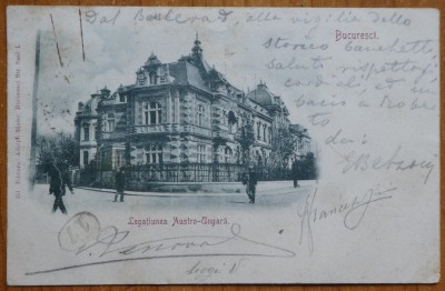 CP clasica , Bucuresti , Legatiunea austro - ungara , circulata , 1900 foto
