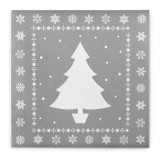 Servetele de masa festive Linclass pentru Craciun/Revelion - White Tree (argintiu) / 40 x 40 cm / 12 buc