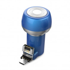 Aparat de Ras Techstar® VSH101, Lama Dubla, Portabil, USB, Albastru