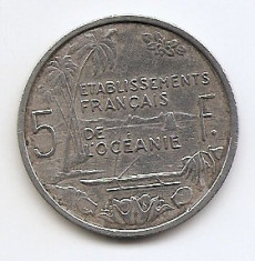 Oceania Franceza 5 Francs 1952 - Aluminiu, 31 mm KM-4 foto