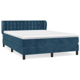 Cumpara ieftin Pat box spring cu saltea, albastru inchis, 140x200 cm, catifea