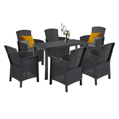 Set mobilier de grădină Hellma 6+1, grafit foto