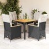 Gossi set bistro de gradina cu perne, 5 piese, negru, poliratan