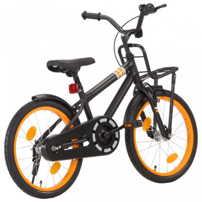 Bicicletă copii cu suport frontal, negru și portocaliu, 18 inci foto