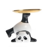 Suport decorativ panda cu platou auriu, design amuzant 18 cm
