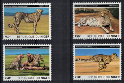 NIGER 2015 - Fauna, Gheparzi /serie completa MNH foto