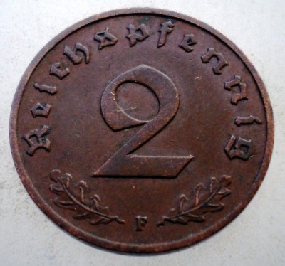 2.617 GERMANIA 2 REICHSPFENNIG 1938 F foto