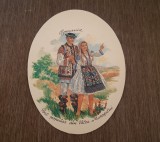Ilustrație pe carton cu port popular din Valea Mureșului