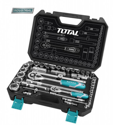 TOTAL - TRUSA DE CHEI TUBULARE 1/2+1/4 CU ANTRENOR 44 PIESE (INDUSTRIAL) PowerTool TopQuality foto