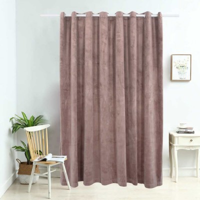 Draperie opacă roz antichizat 290x245 cm catifea inele metalice foto