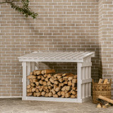 VidaXL Rastel pentru lemne de foc, alb, 108x64,5x77 cm, lemn masiv pin