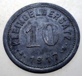 2.086 GERMANIA WWI 10 KLEINGELDERSATZ 1917 MANSFELDSCHE GEWERKSCHAFT EISLEBEN, Europa, Zinc