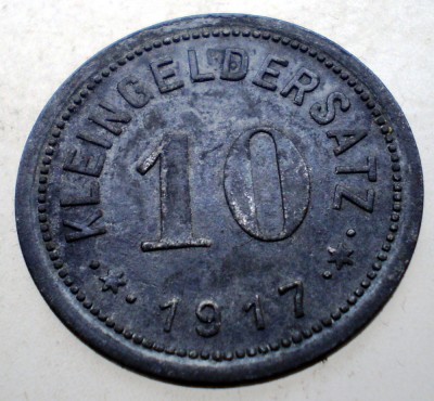2.086 GERMANIA WWI 10 KLEINGELDERSATZ 1917 MANSFELDSCHE GEWERKSCHAFT EISLEBEN foto